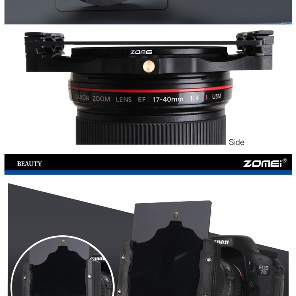 Zomei multifunktionell filterhållare och 67/72/77/82/86mm adapterring kan användas med rundfilter för cokin z lee 100mm filter