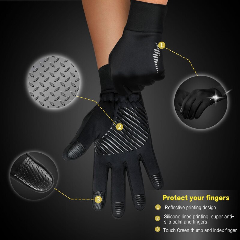 Guantes de invierno para hombre y mujer, manoplas cálidas para pantalla táctil, para correr, ciclismo, entrenamiento, bicicleta y fútbol