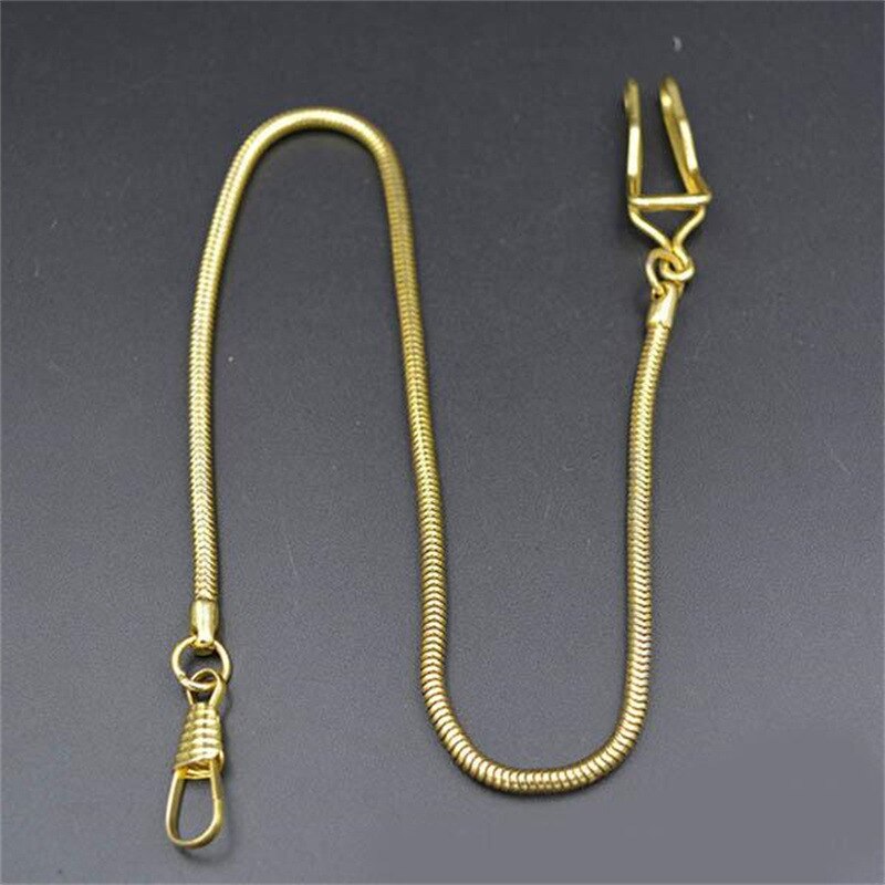 Ouywei-Cadena de acero inoxidable para reloj de bolsillo mecánico, accesorio para , plata, bronce, negro, dorado: ChainC Gold