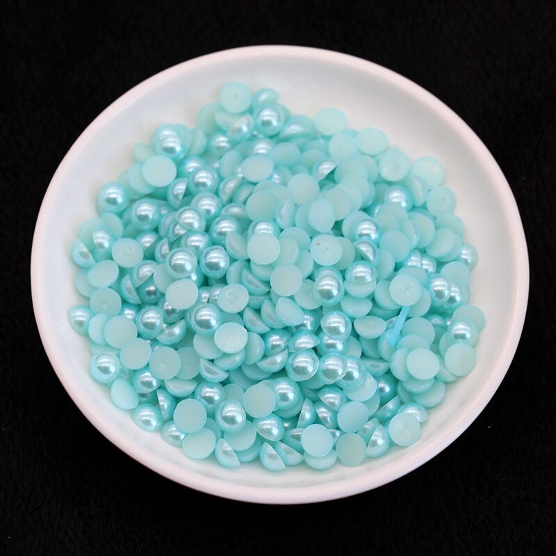 2mm 5000 Uds. Perlas falsas de respaldo plano ABS-Ropa y costura de diamantes de imitación de perlas-Scrapbooking confección de tarjetas perlas: 3-Light Blue