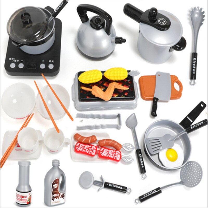 Giocattolo impostato da cucina pianoforte cottura a Induzione Simulato cucina per Bambini casa del gioco del giocattolo bollitore bambini pentole fingere gioca giocattoli del regalo Della Ragazza: 36-pezzo impostato