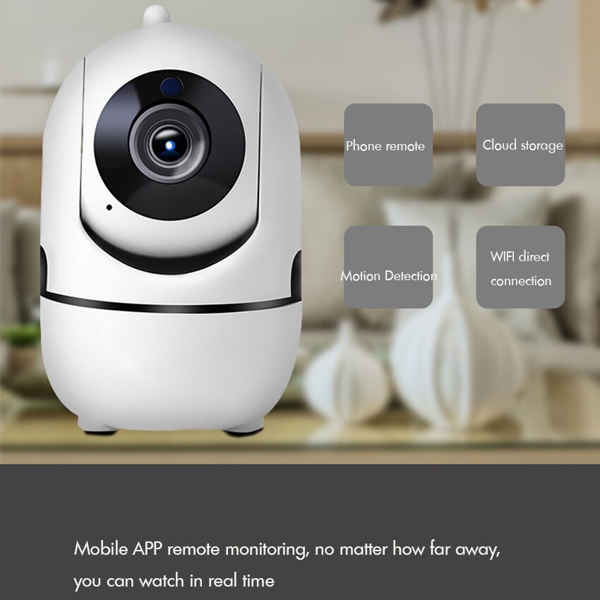 Babyfoon, WiFi IP Camera, 720 P/1080 P, 360-graden Home Security Camera, 2 weg Talk, Bewegingsdetectie, Cloud Service-Zwart