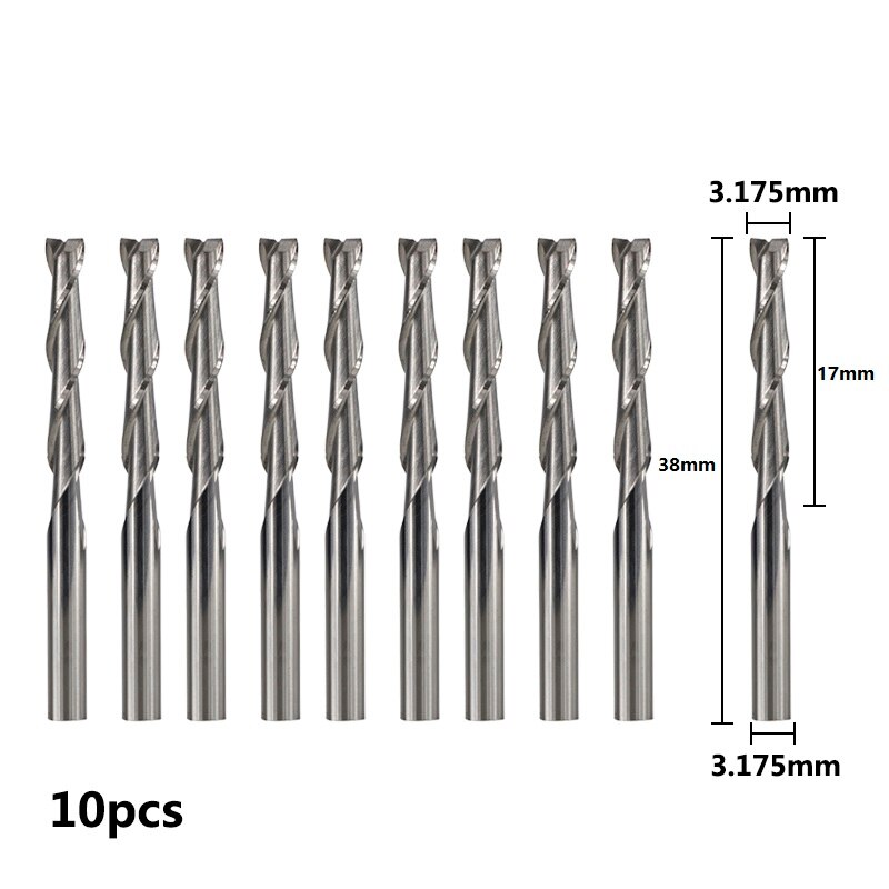 XCAN End Mill Engraving Bits Set Nano Blue Coated CNC Router Bits Cutting Milling Cutter 1/8" Shank Carbide Milling Tools: 10pcs Flat Mill