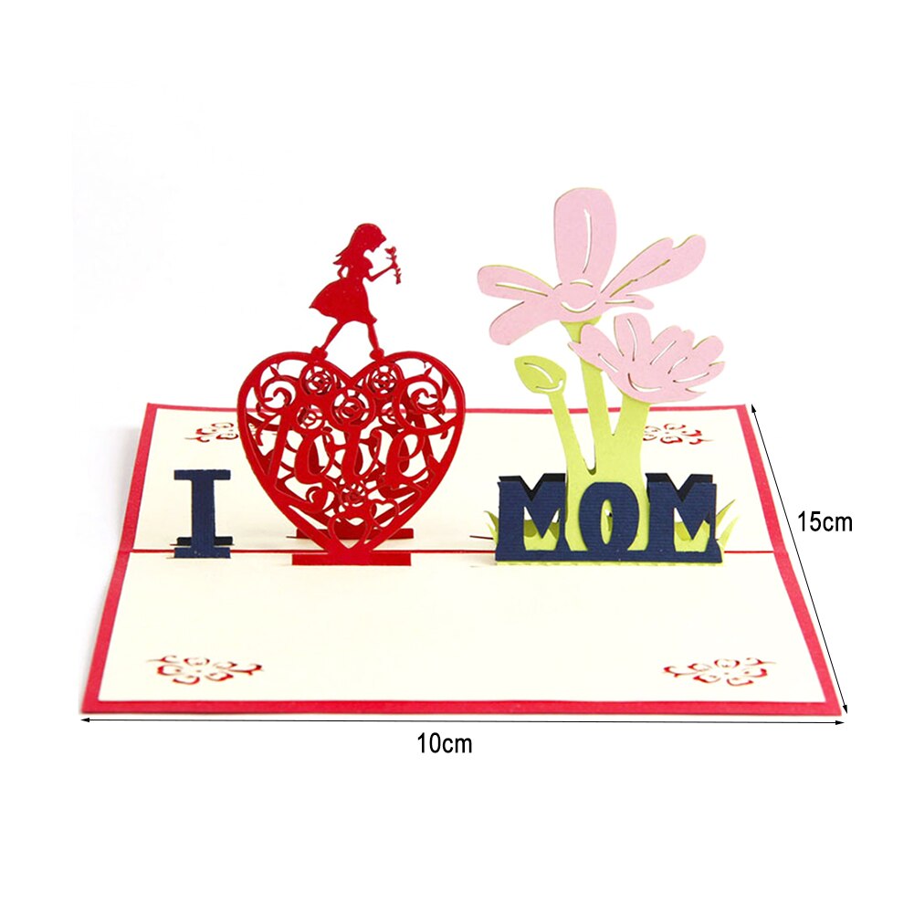 3D Pop-Up Cards Mothers Day Cards Heart Flowers Bouquet Greeting Cards with Envelope Birthday Card For Mom