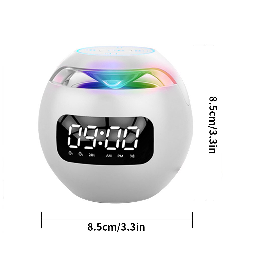 Digital Alarm Clock Bluetooth-compatible 5.0 Speaker Music Player Wireless Ball Shape Clock Speaker with FM function