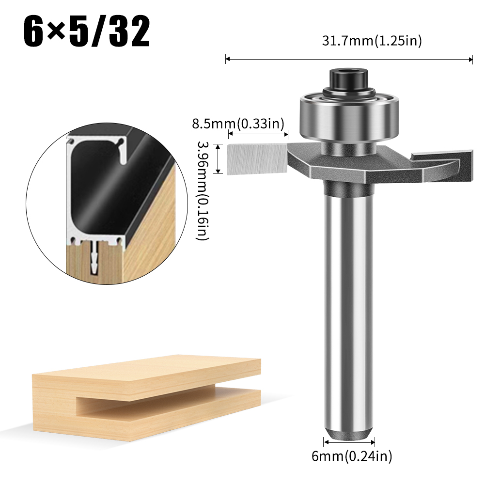 Vástago de 6mm y 12mm, fresa en forma de T de doble filo, herramientas de ranurado de rodamiento, fresa para carpintería, herramientas de carpintería: 33 mm