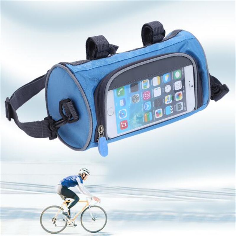 Aanpasbare mountainbike fietstassen fietstassen touchscreen fietsen telefoon tas geval racefiets voorbuis stuur cilindertas
