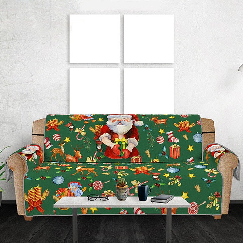 1/2/3/  personers sofadæksler til stuen 3d digitalt mønster sofadæksel juledekorationssektionssofa slipcover sofa mat: Grøn 3 sæde 168 x 180