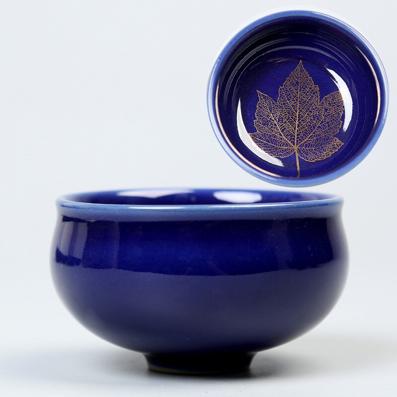 Tasse à thé créative en céramique noir Tianmu tasse à thé papier fleur d'or tasse à haute température avec ménage Kung Fu tasse à thé: B04