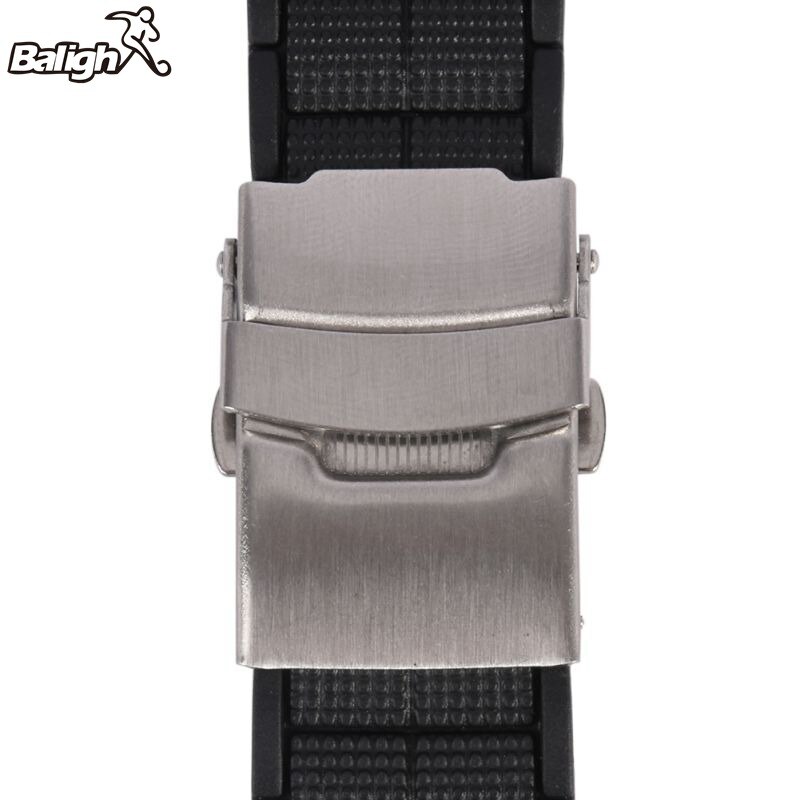 /est / 20 22 MM Black Silicone Rubber Waterproof Men& Women Watch Strap Band Deployment Buckle Watch Band