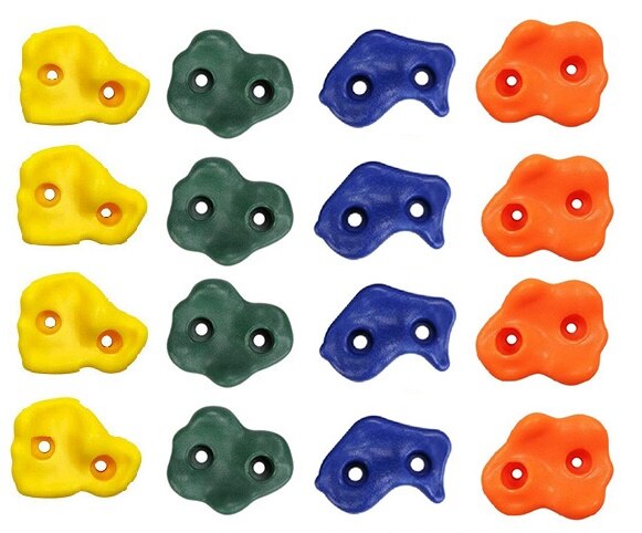 16 Diy Rock Stenen Muur Rotsklimmen Houdt Set Voor Kinderen En Kind Met Klimtouw Ladder En 32 montage Bouten: Bracket