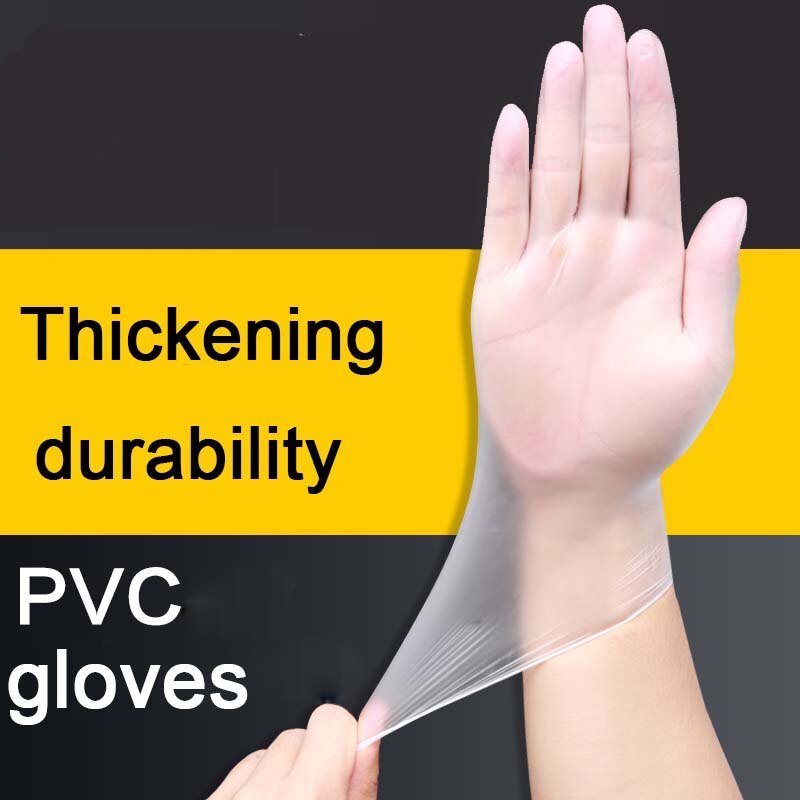 Lot de 50/100/200 gants jetables transparents en pvc pour la vaisselle, la cuisine, le latex, le caoutchouc, le jardinage et le travail, universels pour le nettoyage de la maison