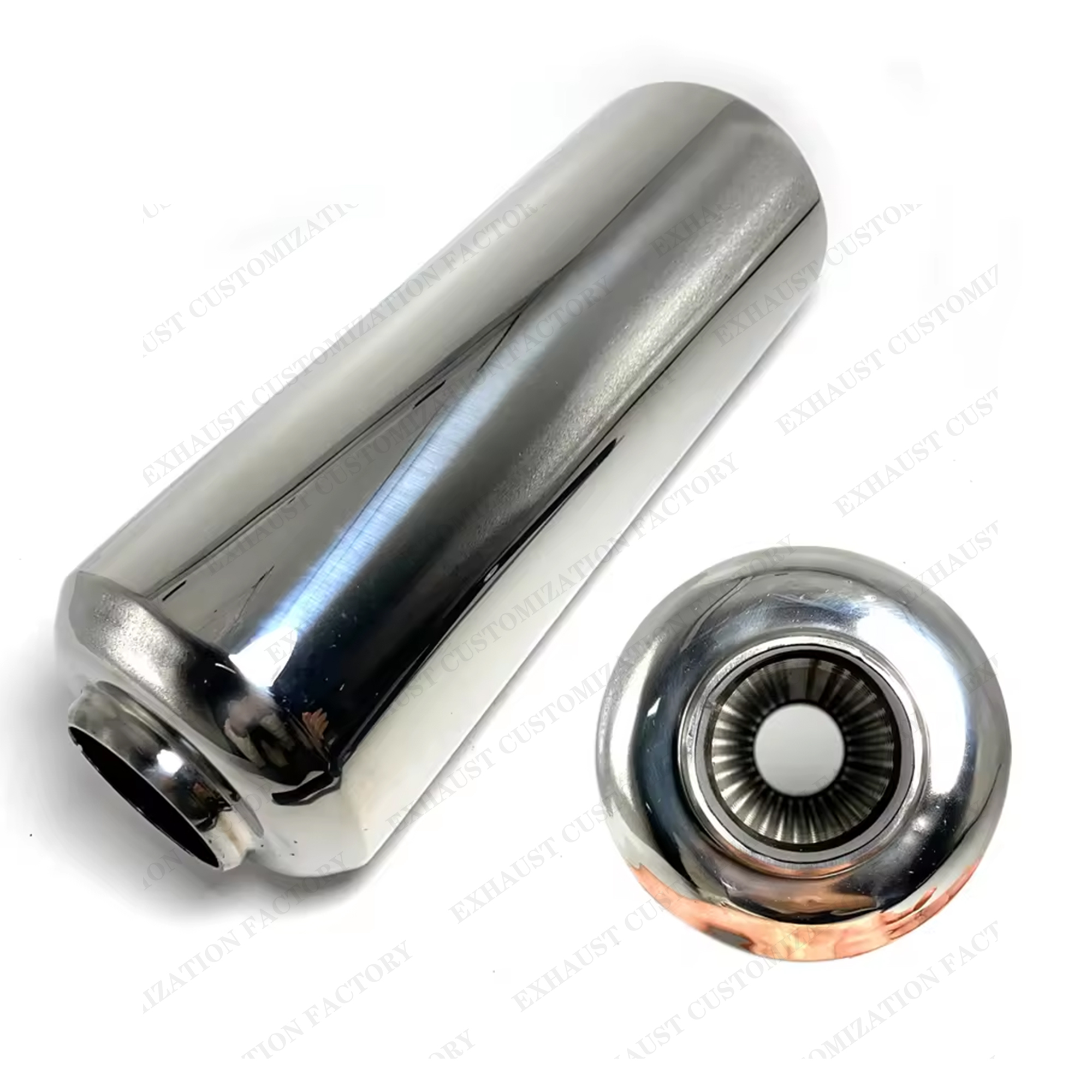 Resonador de escape de rendimiento, silenciador de entrada y salida de 63mm, sistema de escape de superficie en espiral de acero inoxidable 304, accesorios para coche DIY