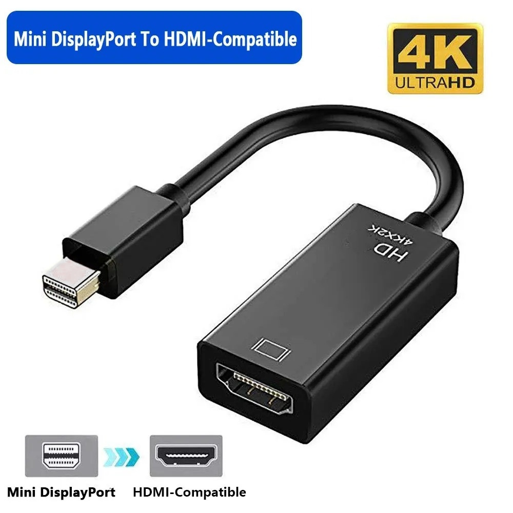 4k mini displayport til hdmi-kompatibel kabel 4k tv-projektorprojektor  dp 1.4 displayport-konverter for apple macbook air pro: Hvit