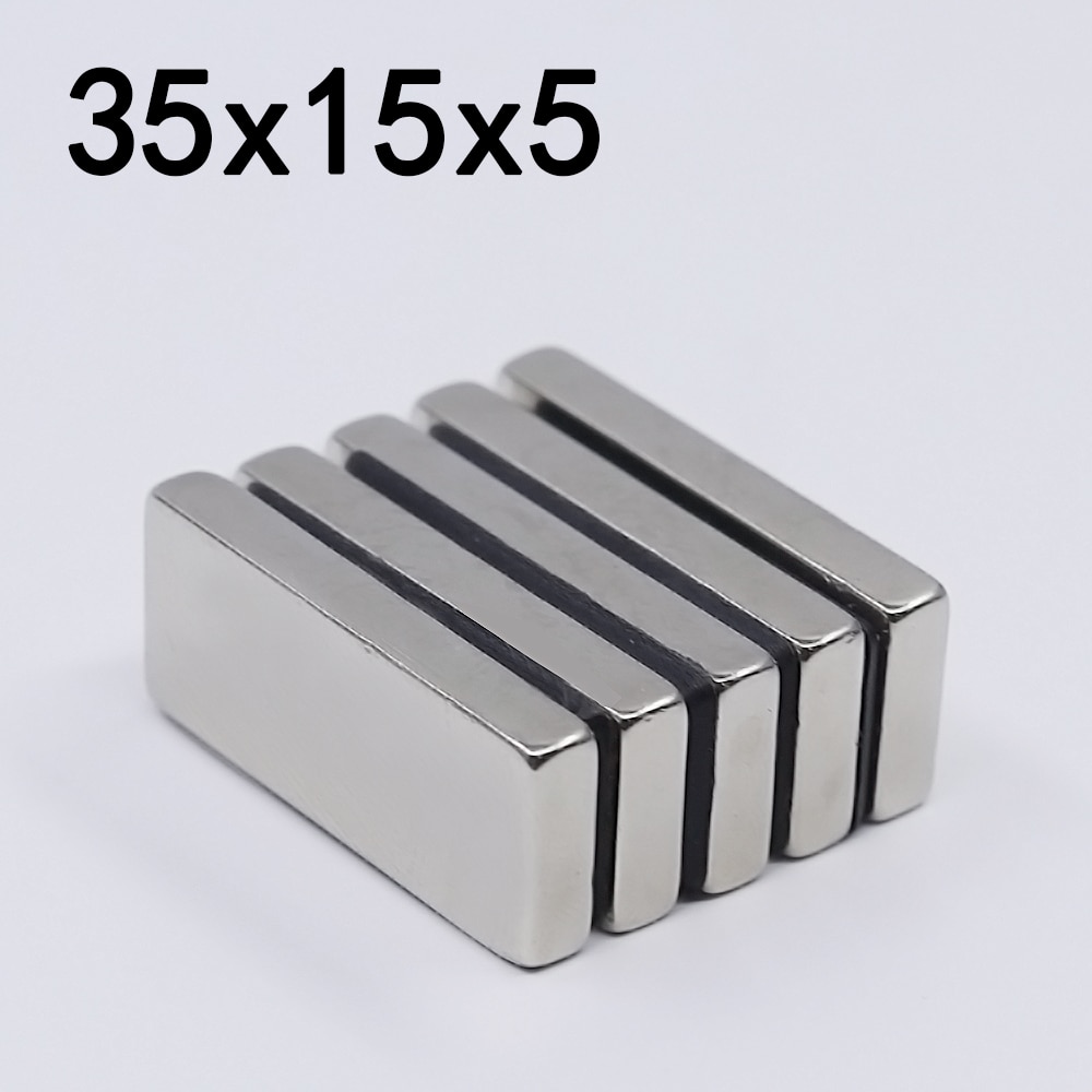 1/2/5/10Pcs 35X15X5 Neodymium Magneet 35Mm X 15Mm X 5Mm N35 Ndfeb Blok Super Krachtige Sterke Permanente Magnetische Imanes