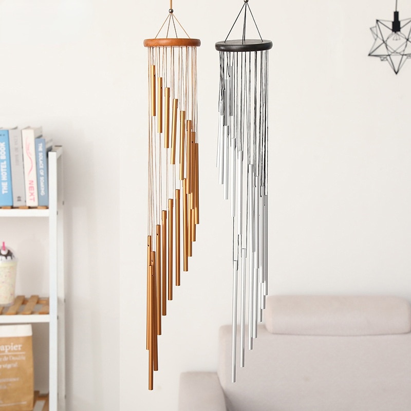 Nordic Decor Windgong Grenen Hout Roterende 18-Buis Wind Chime Ornamenten Home Decoratie Accessoires Smart Muziek