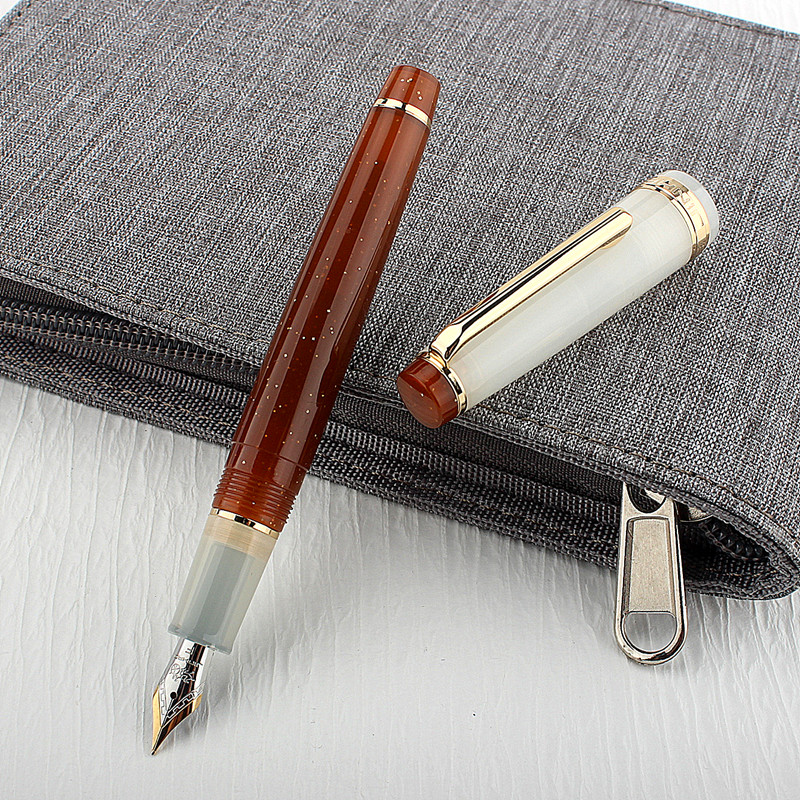 Jinhao 82 pluma estilográfica transparente Clip dorado pluma giratoria Popular EF F M NIB negocios Oficina escuela suministros escritura