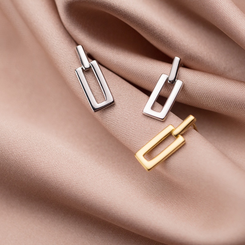 La Monada 925 Sterling Silver Stud Earrings For Women Silver 925 Rectangle Fine Women Earrings Jewelry Stud Earrings Geometry
