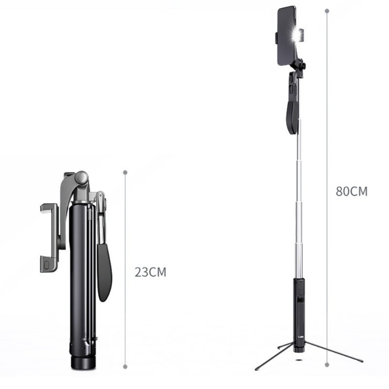 Mobiltelefon anti-ryste stabilisator kamera stativ folde gimbal udendørs sports selfie stick beslag: 80cm enkelt lys