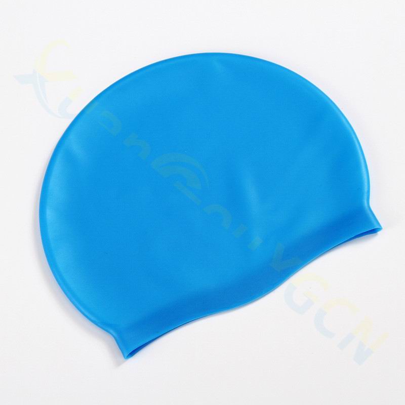 adult adolescent Silicone swimming cap swimming hat hair cap waterproof silicone swimming cap: lake blue