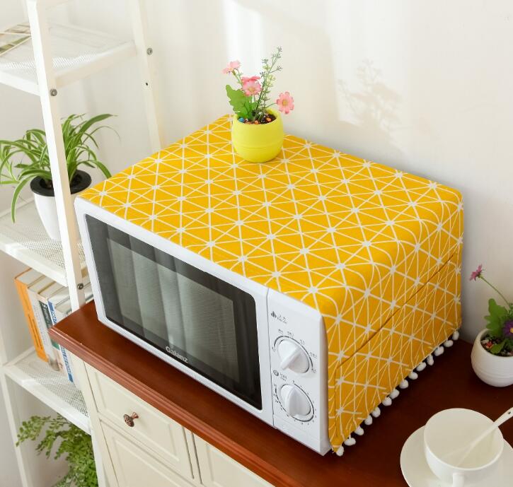 1PC 30*90CM Microwave Cover Microwave Oven Hood Oil Dust Cover with Storage Bag Kitchen Accessories Supplies Home Decoration: yellow