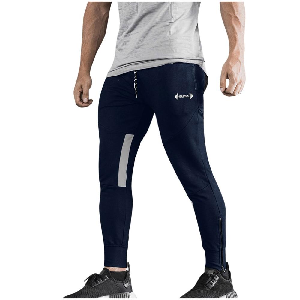 Men's Casual Outdoor Trousers Slim Sports Running Drawstring Fitness Long Pants Gym Pencil Pants Male Jogging Sportpants Spring: M / Navy