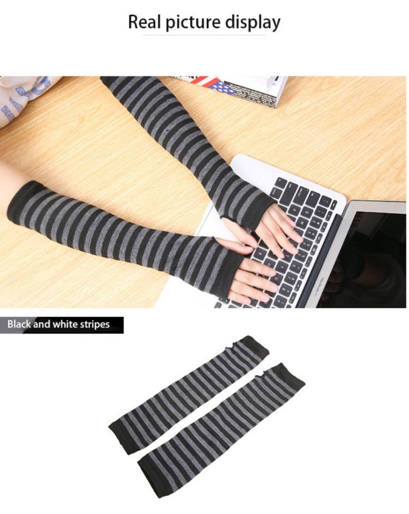 Punk Rock gótico guantes sin dedos de brazo largo más cálidos: 02