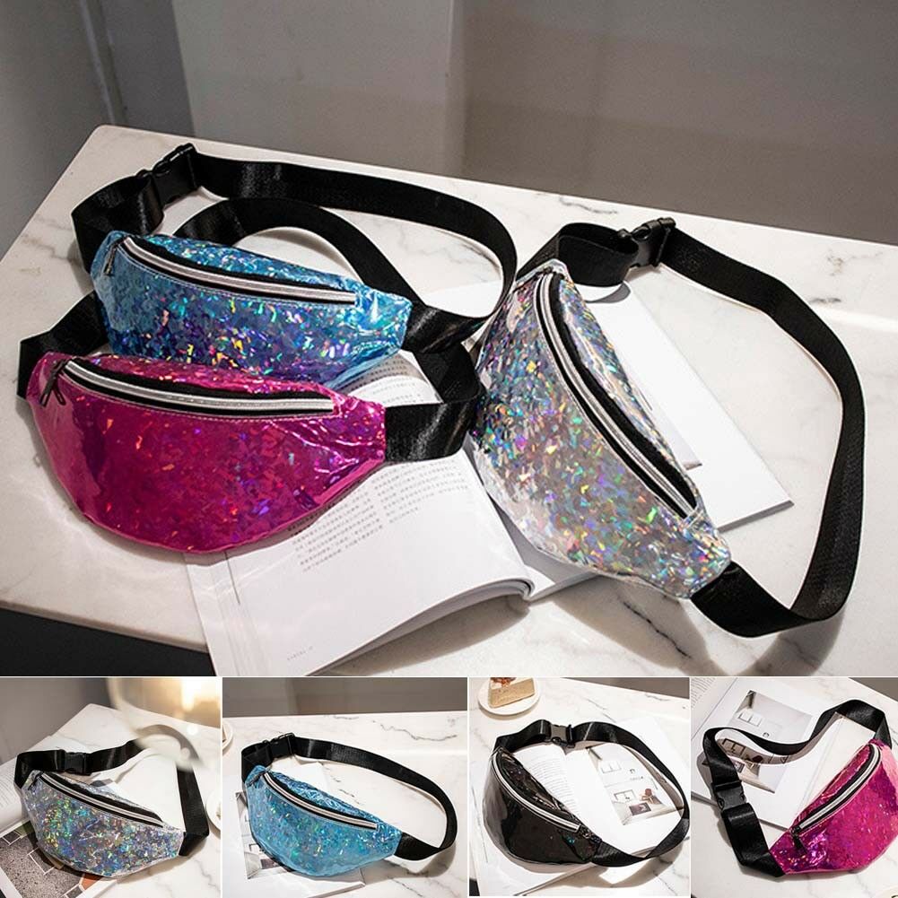 Reversible Sequins Glitter Waist Bag Fanny Pack Hip Purse Travel Satchel Outdoor Sport Bum Bag