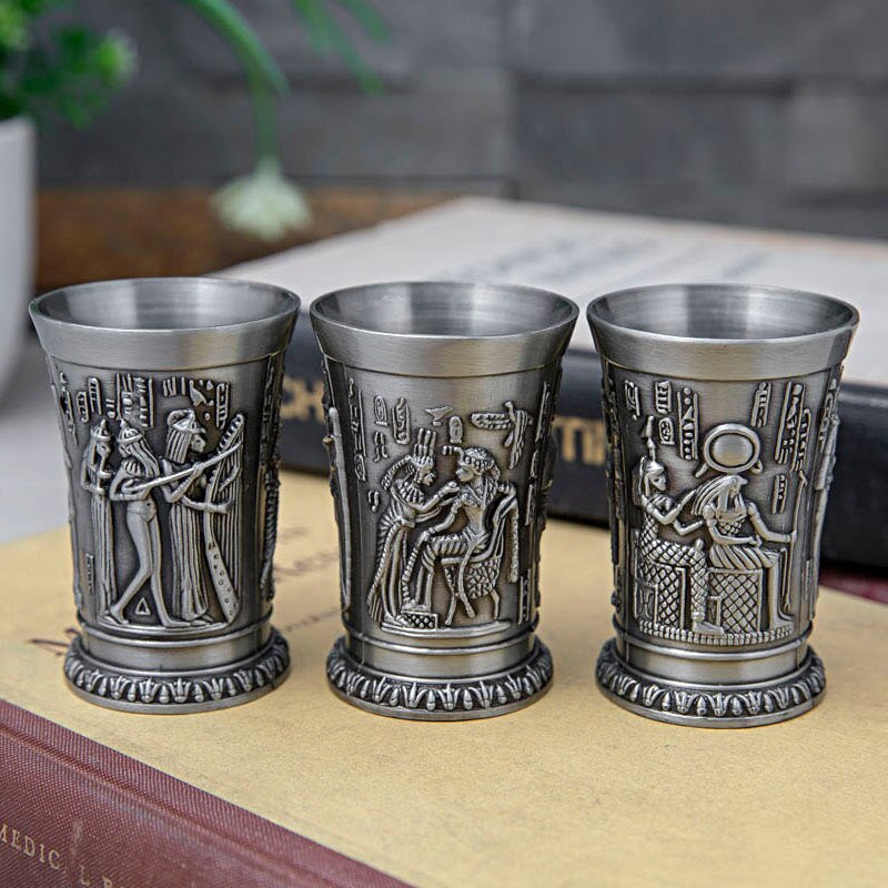 Sinklegering egyptisk farao vinglass oldtidens Egypt totem vinglass europeisk retro vinglass metallhåndverk: Ramses