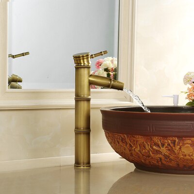 Lottin Wastafel Kraan Antiek Messing Bamboe Stijl Kraan Vintage Brons Afwerking Koper Sink Kraan Enkele Handgreep En Col: 4