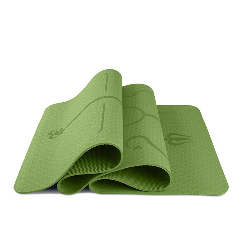 TPE Yoga Double Layer Non-Slip Mat Yoga Exercise Pad with Position Line For Fitness Gymnastics and Pilates