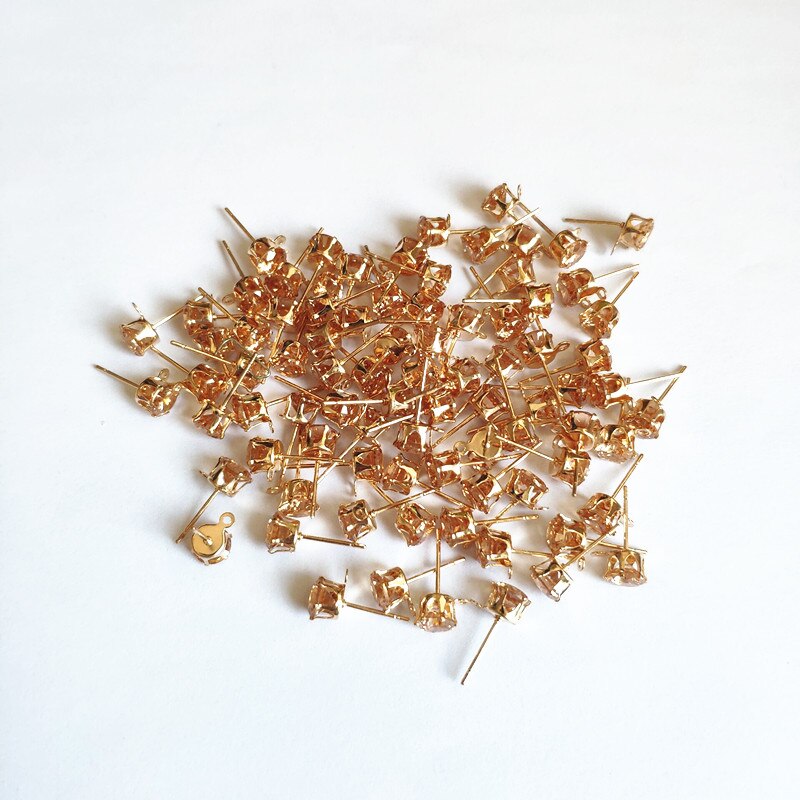 choose color) 200pcs copper with glass rhinest Stud earring/earrings accessories/Earring parts for jewelry making