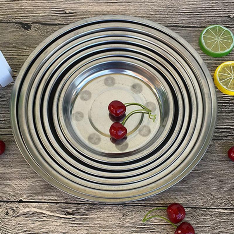 18Cm Tot 28Cm Diameter Rvs Fruit Dessert Servies Schotel Ronde Voedsel Cake Tray Borden Lade Тарелки servies