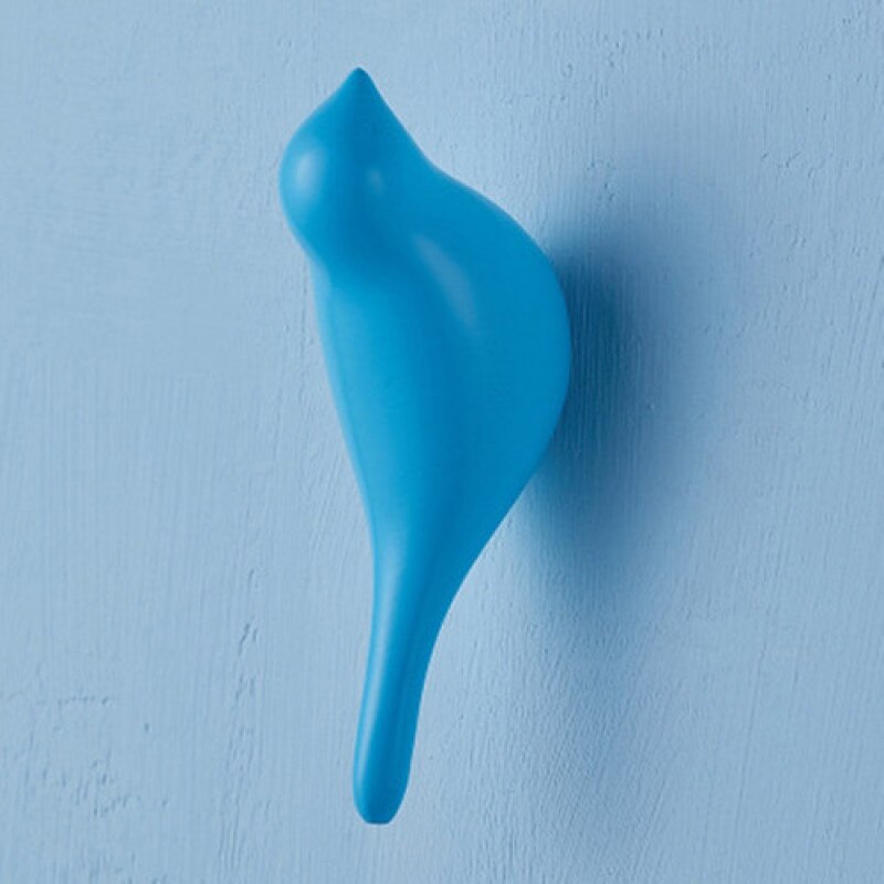 Wall Hooks Bird Decoration Resin Wood Grain Hooks Bedroom Door After The Animals Hooks 3D Coat Hook Single Wall Hanger: Blue