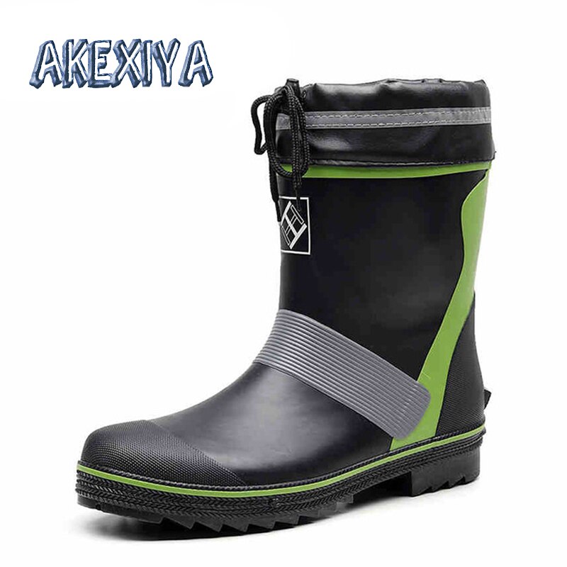 Men's Rain Boots MidCalf Rubber Men's Water Shoes Outdoor Waterproof