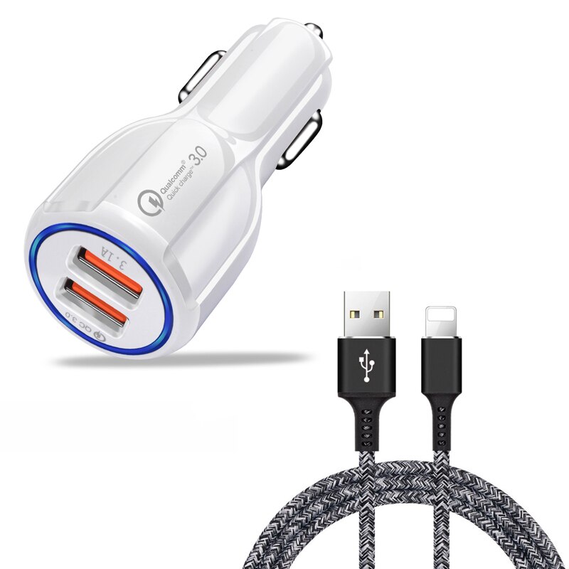 3.1A Draagbare Qualcomm Telefoon Snellader 2 Port Usb Car Charger Quick Charge 3.0 Autolader Dual Usb