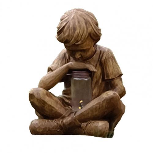 Boy Statue Realistic Looking Wear Resistant Resin Little Boy Statue Decor for Easter solar lights: Default Title