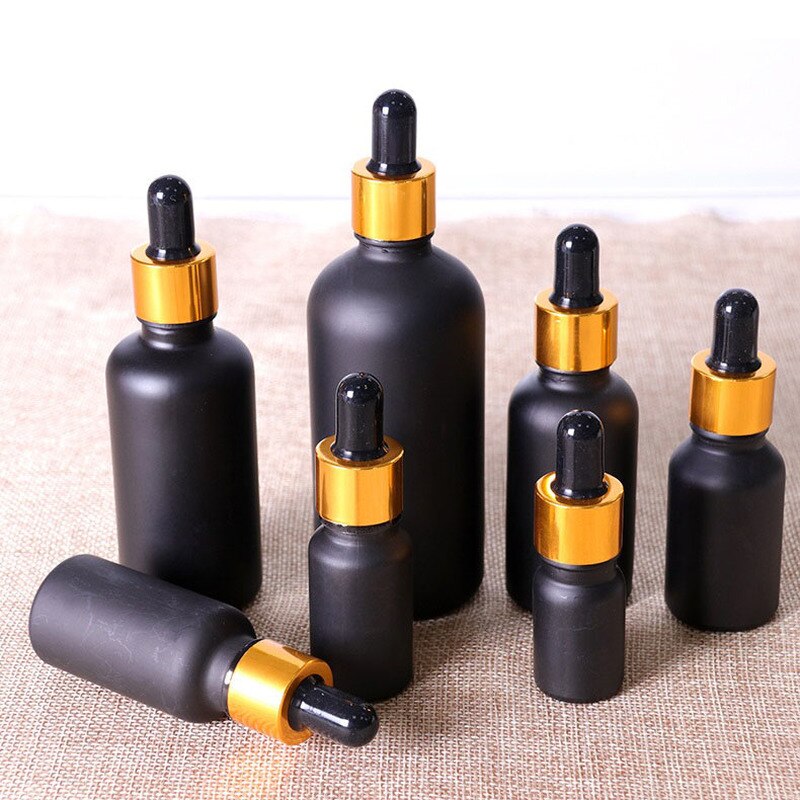 Bottle Dropper 5ml-100ML Reagent Eye Dropper Black Glass Aromatherapy Liquid Pipette Essential Oil Refillable Bottles