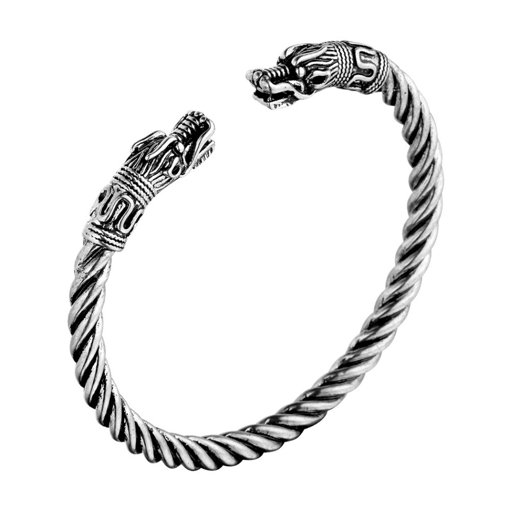 CHENGXUN-brazalete vikingo para hombres, brazaletes para chicos, accesorios de joyería de dragón nórdico, brazalete de uñas de tornillo, abalorio de joyería gótica Punk: 04 / Plata