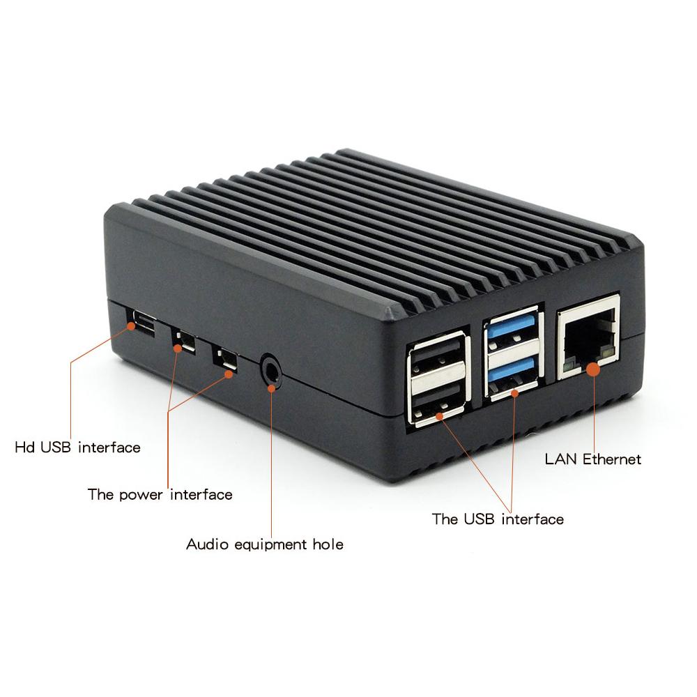 Raspberry Pi 4 Model B Black Dark Gray Aluminum Alloy Case Passive Cooling Shell Metal Enclosure Heat Dissipation for Pi 4