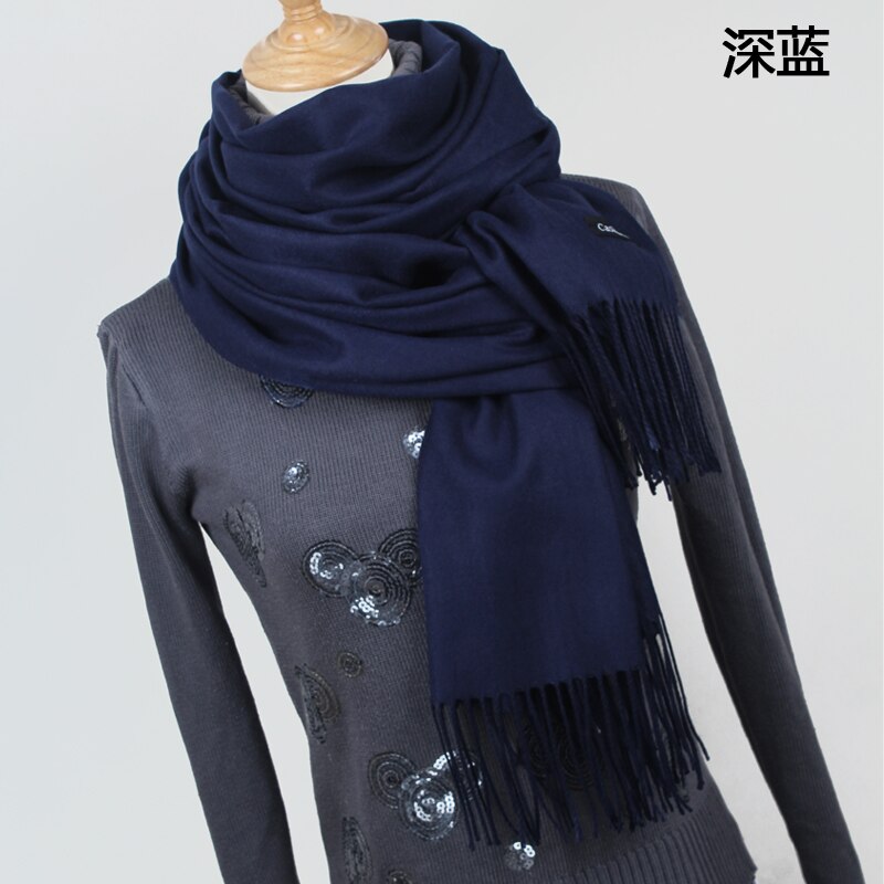 Skjerf pashmina cashmere skjerf wrap sjal vinterskjerf dameskjerf dusk langt teppe cachecol  yr001: Yr001 mørkeblå
