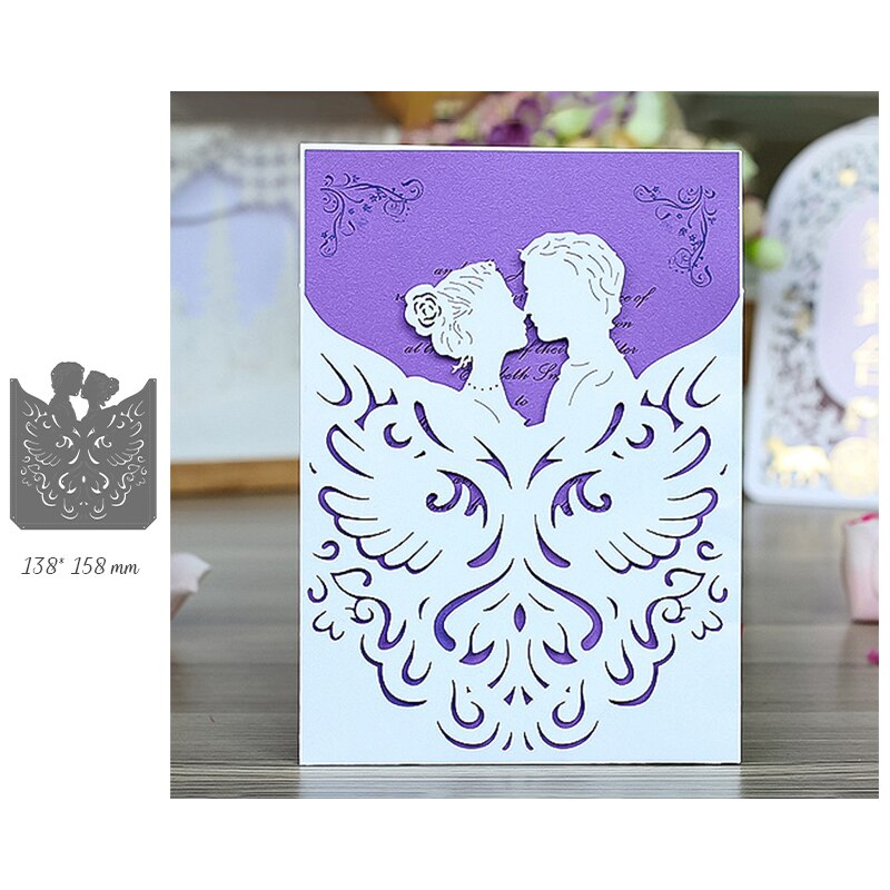 Couple Metal Cutting Dies for Wedding Invitation Cards Lovers Craft Die Cut Scrapbooking Stencil Stamp and Die Sets: DW2077