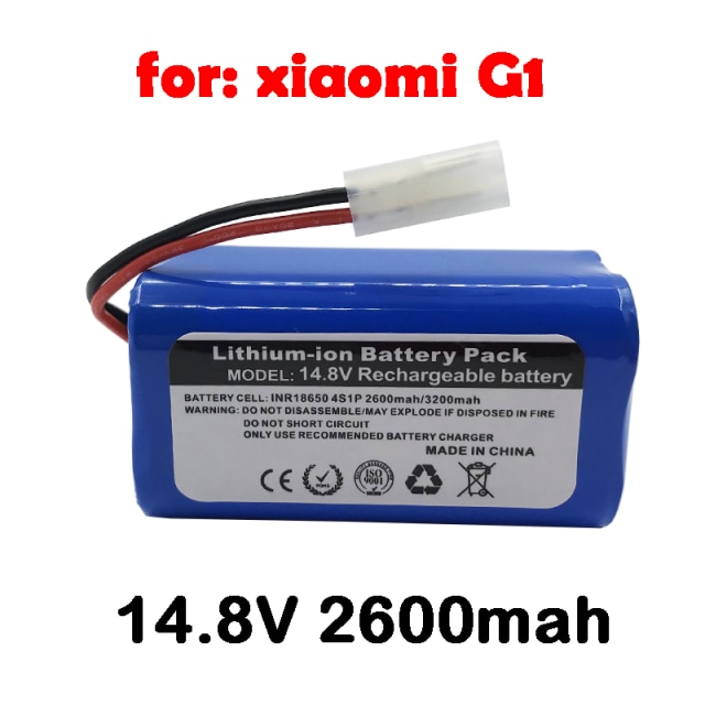 Vakaumus 14.8v 2600 mah li-ion batteri til xiaomi  g1 mi robot støvsuger essentiel mjstg 1 robotstøvsuger tilbehør: 14.8v 2600 mah 1 stk