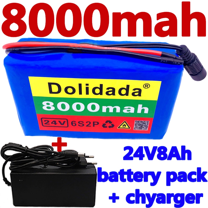 6 s 2p 24v 8ah 18650 batteri lithium batteri 25.2v 8000 mah elektrisk cykel knallert / elektrisk / li ion batteripakke med + oplader