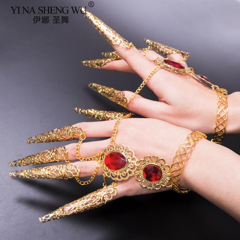 Avalokitesvara-Bracelet de danse ethnique, ventre doré avec strass, accessoires de danse indienne, 1 paire