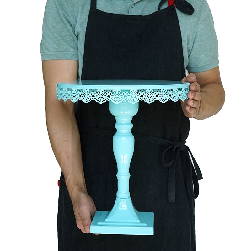 Blue cake stand high foot metal iron cake tools for dessert table decoration wedding party suppliers sweet baking love: 15109-large Size