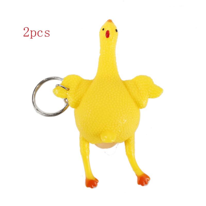Binnen 24 Uur, Interessante Gadgets, Uitlaat Kip, Volledige Ei, Leggen Kip, Braaksel, dooier Speelgoed, Drukke Stress Bal, Sleutelhanger: 2pcs