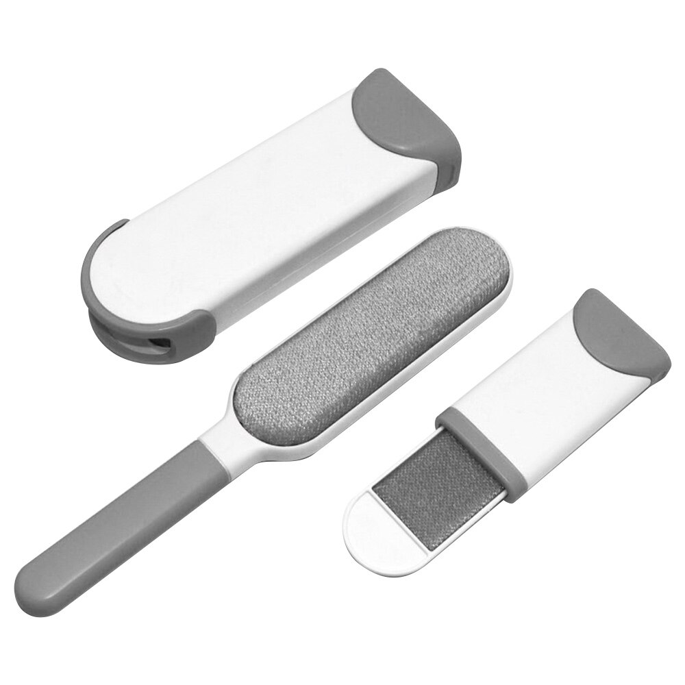 3pcs/set Magic Clean Brush Reusable Self-Cleaning Pet Hair Brush Set Double Lint Remover Fur Scrub Clothes Bag Dust Brusher: gray