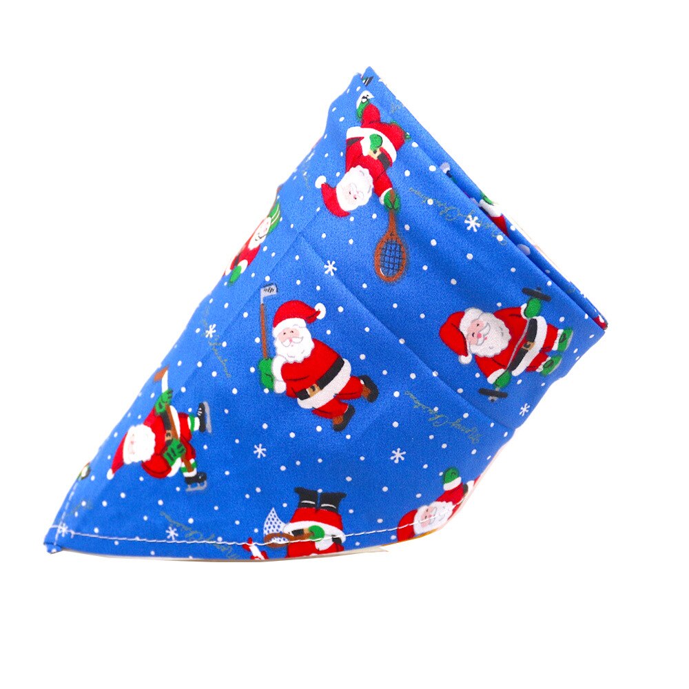 Slakkenhuis huisdier kat hond bandana slabbetjes kerst bedrukte sjaal halsband huisdier halsdoek kat puppy speeksel handdoek honden driehoekige handdoek: Kerstblauw / 64cm