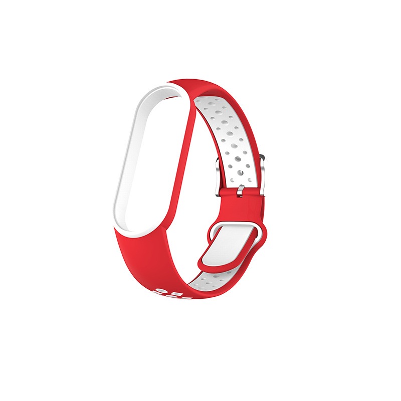 Para Xiaomi Mi Band 7/6/5/4/3 Correa de doble Color pulsera de silicona reemplazo para Xiaomi Band 4 MiBand 5 6 correas: XS / Rojo